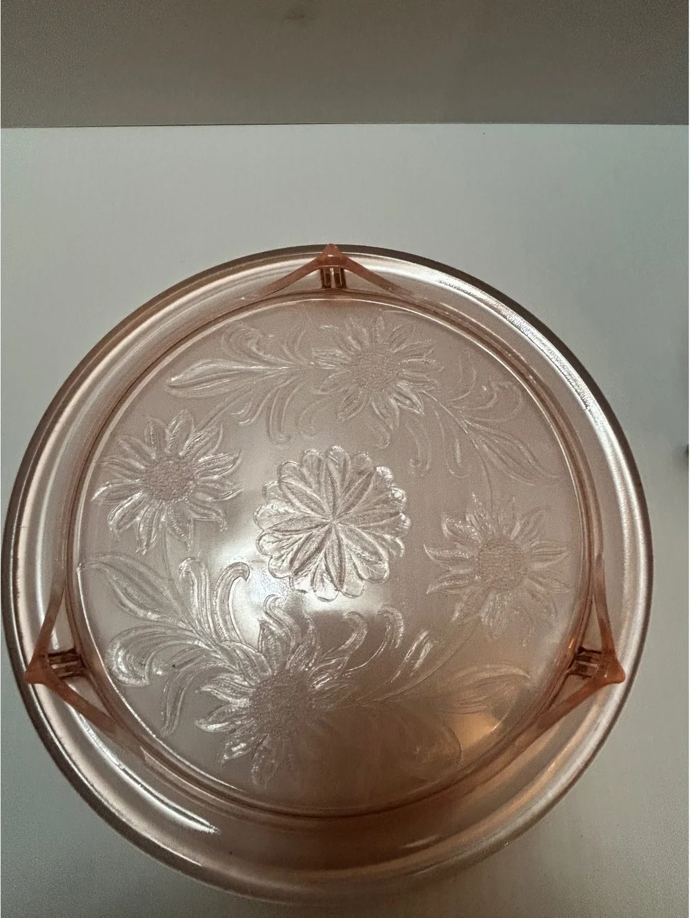 2 Jeanette Pink Depression Glass Footed Cake Plates Sunflower/Daisy